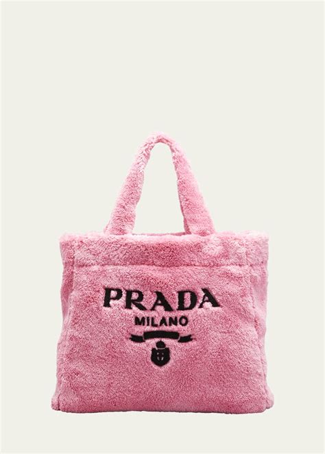 prada faux fur tote|Pale Yellow/black Faux fur fabric tote bag .